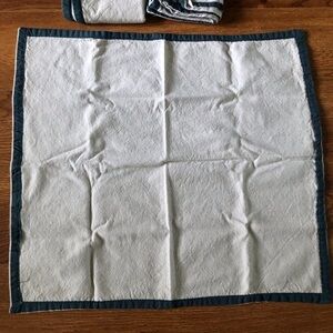 Tan with green trim cloth napkins set of 4